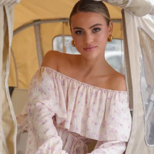 Missen Olivia & Kate Lila Bloemen Off Shoulder-Top