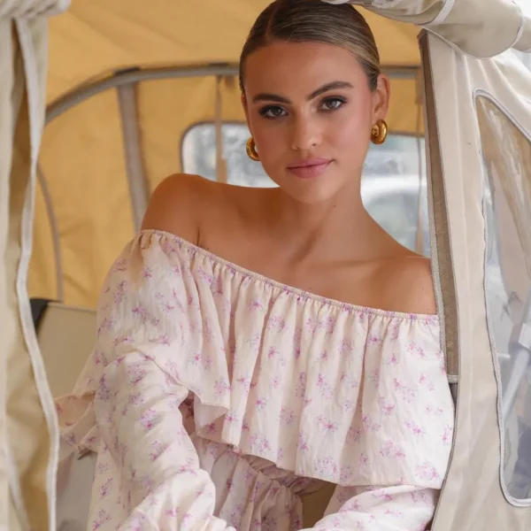 Missen Olivia & Kate Lila Bloemen Off Shoulder-Top