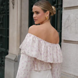 Missen Olivia & Kate Lila Bloemen Off Shoulder-Top