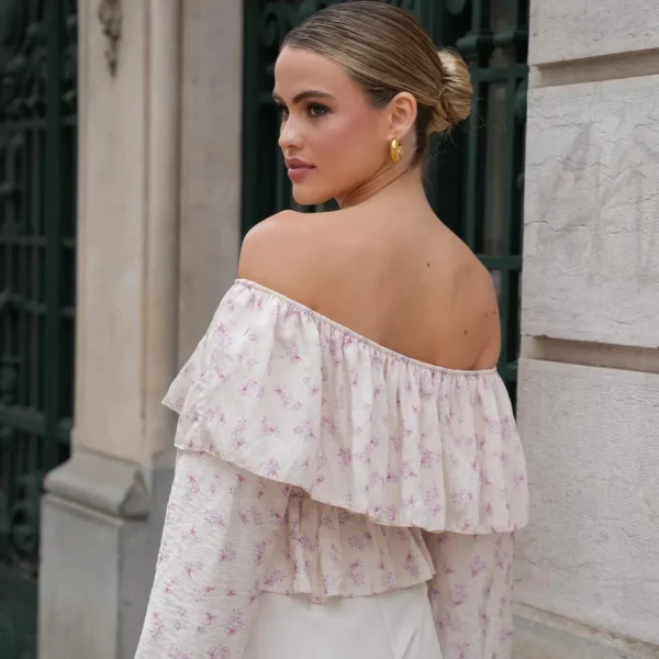 Missen Olivia & Kate Lila Bloemen Off Shoulder-Top